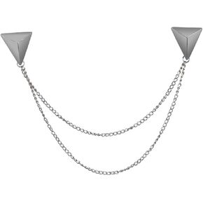 LKXHarleya Stud Double Chain Brooch Pin,Shirts Neck Collar Tips with Tassel Chain,Blouse Lapel Pin for Suits