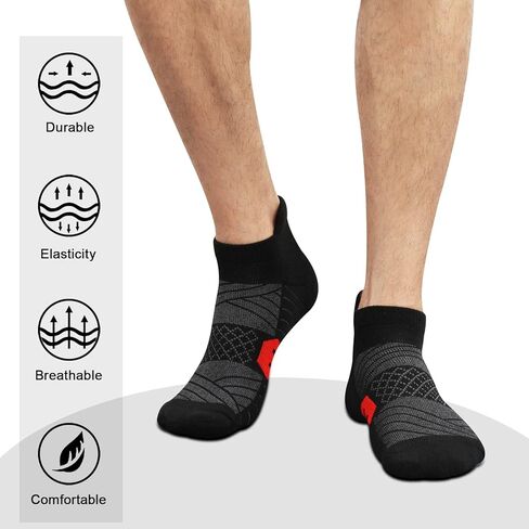 جوارب رياضية للكاحل للرجال من COOPLUS، جوارب جري رياضية منخفضة القطع قابلة للتنفس مع شريط (6 أزواج) in Kuwait