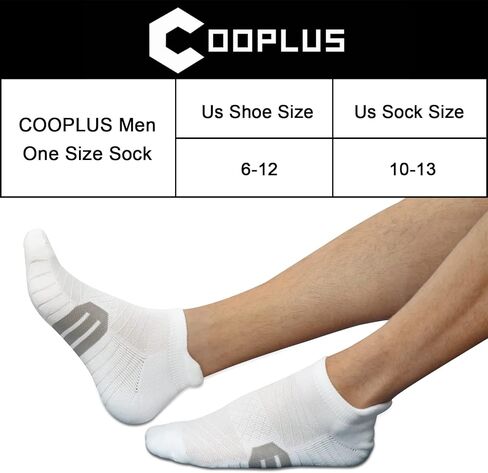 جوارب رياضية للكاحل للرجال من COOPLUS، جوارب جري رياضية منخفضة القطع قابلة للتنفس مع شريط (6 أزواج) in Kuwait