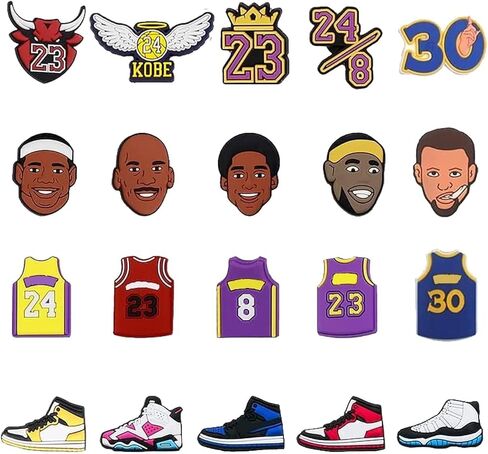 20 PCS Basketball Shoe Charms Decoration, Clog Pins Accessories Charms for Kids Teens Boys Girls Men Wristband Bracelet Birthday Gifts in Kuwait