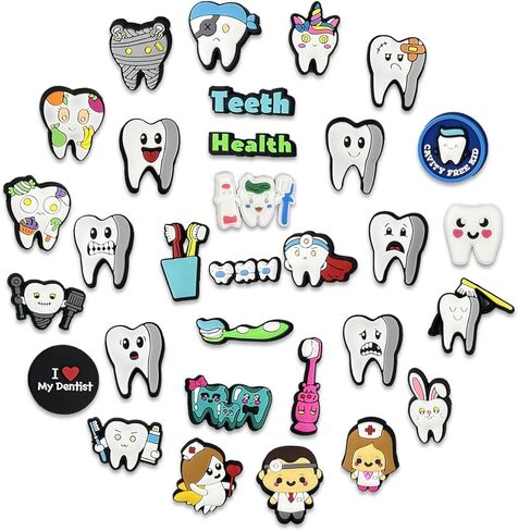 31 قطعة من سحر تمساح الأسنان للأطفال والبنات والأولاد البالغين، حزمة سحر تمساح لتزيين الأحذية، سحر دبابيس التمساح لطبيب الأسنان سحر التمساح لسوار سوار التمساح، ملحقات التمساح، دبابيس الأحذية، سحر الأحذية اللطيفة in Kuwait