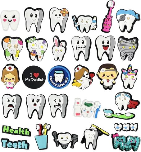 31 قطعة من سحر تمساح الأسنان للأطفال والبنات والأولاد البالغين، حزمة سحر تمساح لتزيين الأحذية، سحر دبابيس التمساح لطبيب الأسنان سحر التمساح لسوار سوار التمساح، ملحقات التمساح، دبابيس الأحذية، سحر الأحذية اللطيفة in Kuwait