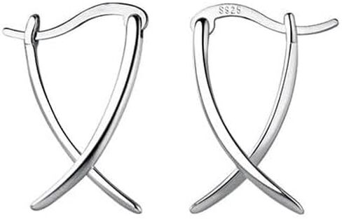 Silver Hoop Earrings for Women, Minimalist Sterling Silver Jewelry, Small Silver Hoops, Front Back Earrings, Unusual, Edgy 925 Silver Hoop Earrings in Saudi Arabia