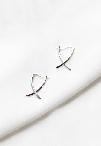 Silver Hoop Earrings for Women, Minimalist Sterling Silver Jewelry, Small Silver Hoops, Front Back Earrings, Unusual, Edgy 925 Silver Hoop Earrings in Saudi Arabia