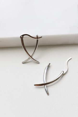 Silver Hoop Earrings for Women, Minimalist Sterling Silver Jewelry, Small Silver Hoops, Front Back Earrings, Unusual, Edgy 925 Silver Hoop Earrings in Saudi Arabia