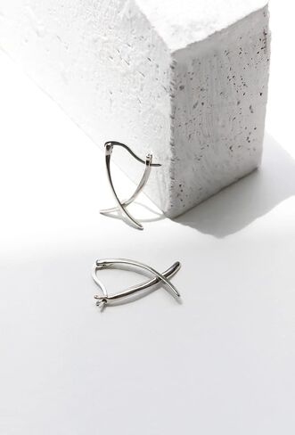 Silver Hoop Earrings for Women, Minimalist Sterling Silver Jewelry, Small Silver Hoops, Front Back Earrings, Unusual, Edgy 925 Silver Hoop Earrings in Saudi Arabia