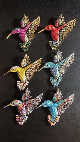 جامو 6 قطع من بروش ملون على شكل طائر طنان للفتيات نحن مجموعة مجوهرات كلاسيكية عصرية دبوس طوق وشاح الحرير مشبك مشبك قلادة مجوهرات عصرية, معدن, حجر الراين in Kuwait