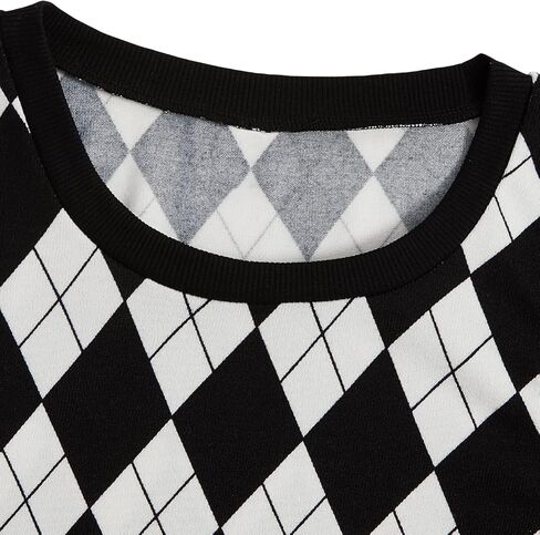 سترة بدون أكمام للسيدات من Verdusa برقبة دائرية منقوشة ومطبوعة على شكل أرجيل، أسود وأبيض XS in Kuwait