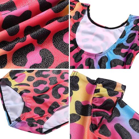 Arshiner Girls Gymnastics Leotards Ruffle Long Sleeve Shimmer Ballet Unitard Dancewear for 3-10 Years in Kuwait
