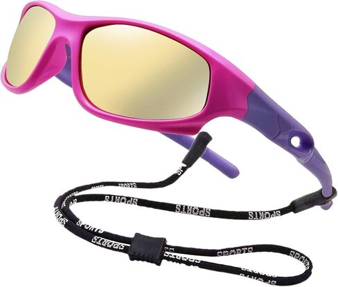 COOLSOME Kids Flexible Polarized UV Protection Sunglasses for Boys Girls Age 3-10 with Strap in Kuwait
