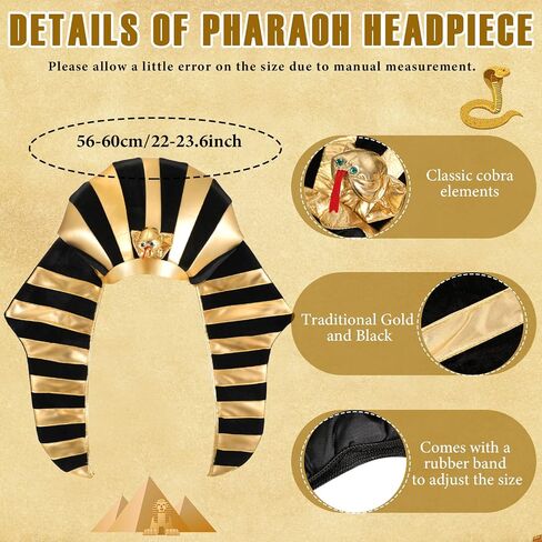 6 Pieces Egyptian Costume Accessory Set Pharaoh Hat Egyptian Collar Egyptian Belt Cuffs Cobra Head Scepter for Men Halloween King Tut Cosplay Role Play Prop Party Supplies in Saudi Arabia