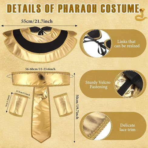 6 Pieces Egyptian Costume Accessory Set Pharaoh Hat Egyptian Collar Egyptian Belt Cuffs Cobra Head Scepter for Men Halloween King Tut Cosplay Role Play Prop Party Supplies in Saudi Arabia
