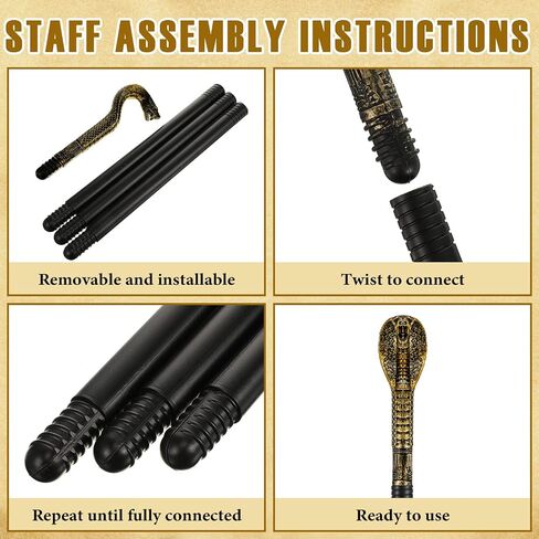 6 Pieces Egyptian Costume Accessory Set Pharaoh Hat Egyptian Collar Egyptian Belt Cuffs Cobra Head Scepter for Men Halloween King Tut Cosplay Role Play Prop Party Supplies in Saudi Arabia