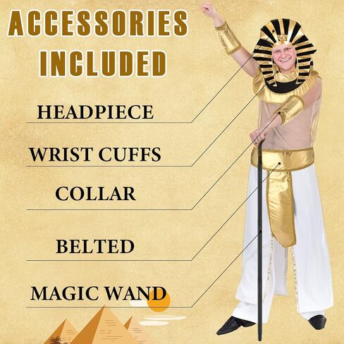 6 Pieces Egyptian Costume Accessory Set Pharaoh Hat Egyptian Collar Egyptian Belt Cuffs Cobra Head Scepter for Men Halloween King Tut Cosplay Role Play Prop Party Supplies in Saudi Arabia