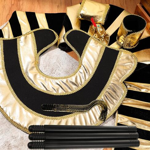 6 Pieces Egyptian Costume Accessory Set Pharaoh Hat Egyptian Collar Egyptian Belt Cuffs Cobra Head Scepter for Men Halloween King Tut Cosplay Role Play Prop Party Supplies in Saudi Arabia