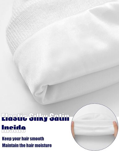 Winter Satin Lined Beanie Hat Silk Lined Beanies Cuffed Plain Skull Hat Knitted Watch Hat Winter Warm Beanies for Women Men in Saudi Arabia
