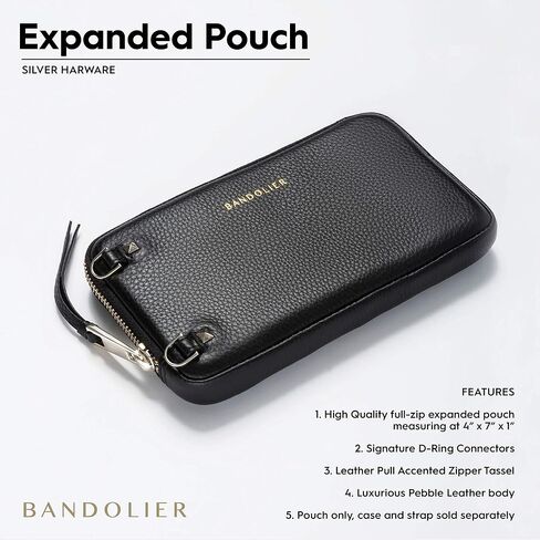 Bandolier Expanded Zip Pouch - Black/Gold - Phone Case & Strap Sold Separately in Kuwait