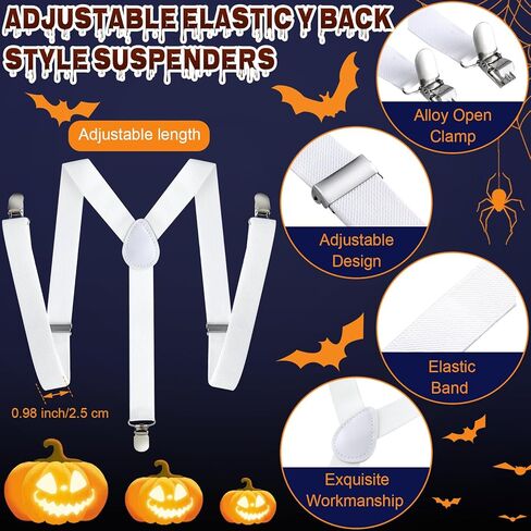 Jiuguva 3 Pcs Halloween Women Chocolate Worker Costume Set Adjustable Elastic Suspenders Braces Striped Thigh High Socks and Parade Costume Gloves for Costume Party Adults in Saudi Arabia