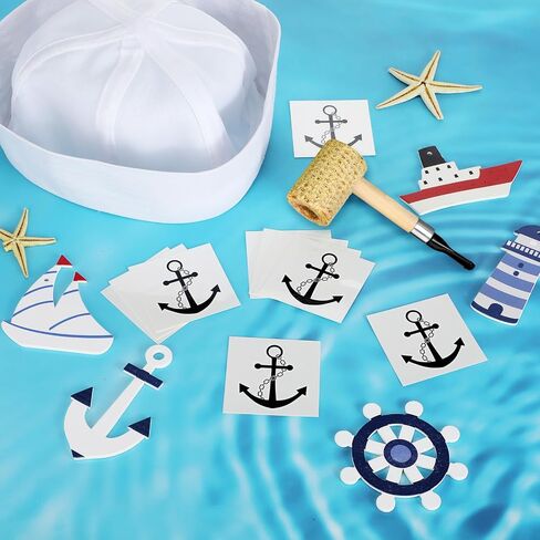 Suhine 12 Pcs Sailor Costume for Man Include Corn Cob Pipe White Sailor Hats Anchor Waterproof Temporary Tattoo Stickers Halloween Accessories for Man Party Cosplay in Saudi Arabia