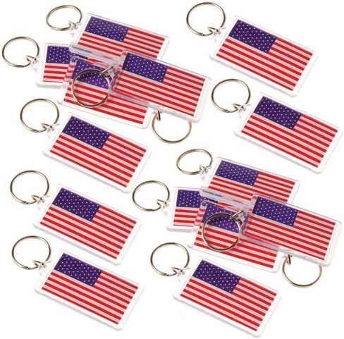ArtCreativity Set of 12 American Flag Keychains, 4th of July Party Favors, Double Sided USA Flag Key Chains for Independence, Memorial, and Veterans Day, Red, White, and Blue Patriotic Accessories in Saudi Arabia