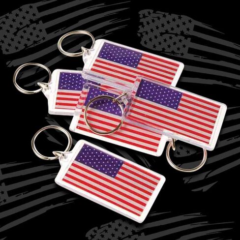 ArtCreativity Set of 12 American Flag Keychains, 4th of July Party Favors, Double Sided USA Flag Key Chains for Independence, Memorial, and Veterans Day, Red, White, and Blue Patriotic Accessories in Saudi Arabia