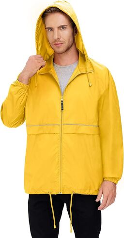 جاكيت معطف مطر رجالي من MOHEEN مقاوم للماء معطف واق من المطر بغطاء للرأس للتنزه سيرًا على الأقدام وسترات للجري سترة واقية من الرياح معطف مطر للصيد in Kuwait