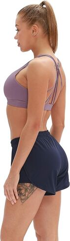 icyzone Women's Padded Strappy Workout Running Sports Bras Medium Impact in Kuwait