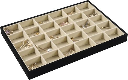 4 عبوات من صواني المجوهرات القابلة للتكديس مع غطاء لعرض المجوهرات، منظم درج خزانة الملابس، صندوق تخزين للخواتم والاقراط والاساور والقلائد والاكسسوارات in Kuwait