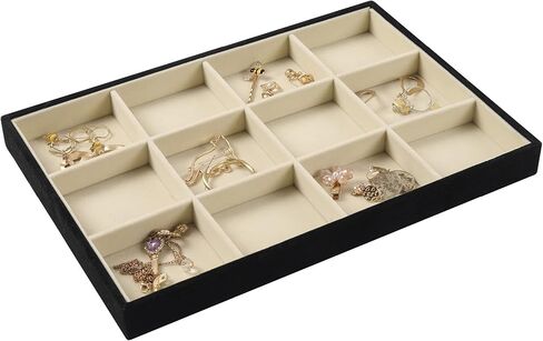 4 عبوات من صواني المجوهرات القابلة للتكديس مع غطاء لعرض المجوهرات، منظم درج خزانة الملابس، صندوق تخزين للخواتم والاقراط والاساور والقلائد والاكسسوارات in Kuwait