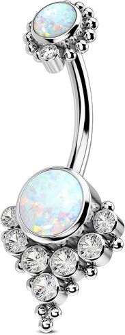 COCHARM G23 الصلبة التيتانيوم زر البطن خواتم للنساء الحافة العنقودية 14G Implat-الصف هيبوالرجينيك السرة خواتم لطيف 14G حلقات البطن in Kuwait