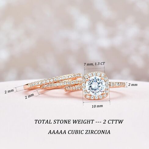 SweetJew 18K Gold Plated Cubic Zirconia Engagement Rings For Women 2 Carat AAAAA CZ Halo Size 4-12 in Kuwait