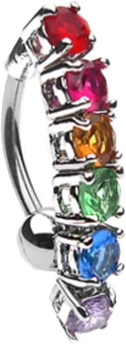 Dynamique 14g قوس قزح تشيكوسلوفاكيا أعلى قطرة 316L الجراحية الصلب البطن زر السرة الدائري in Kuwait