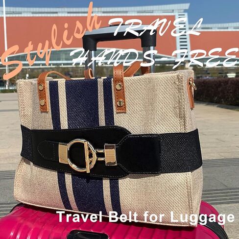 حزام سفر dtylean للأمتعة فوق المقبض - أحزمة أمتعة أنيقة وعالية المرونة لحمل الحقائب وحقائب السفر وحقيبة الظهر وإضافة حقيبة للنساء والرجال (أسود) in Kuwait