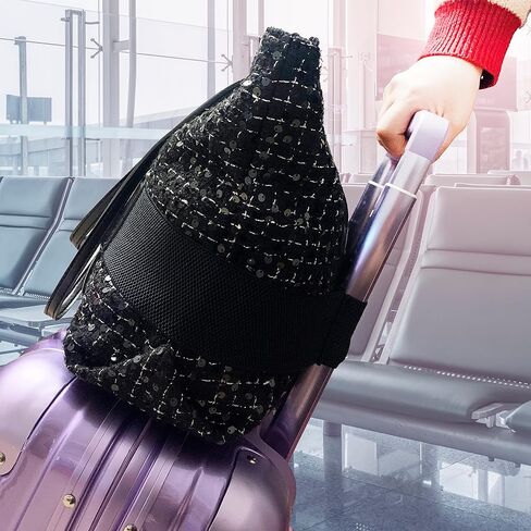 حزام سفر dtylean للأمتعة فوق المقبض - أحزمة أمتعة أنيقة وعالية المرونة لحمل الحقائب وحقائب السفر وحقيبة الظهر وإضافة حقيبة للنساء والرجال (أسود) in Kuwait