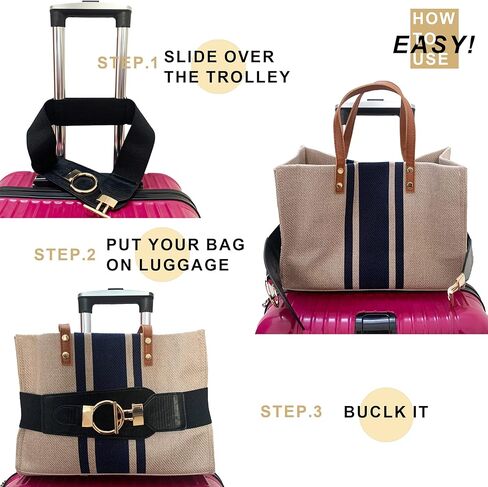 حزام سفر dtylean للأمتعة فوق المقبض - أحزمة أمتعة أنيقة وعالية المرونة لحمل الحقائب وحقائب السفر وحقيبة الظهر وإضافة حقيبة للنساء والرجال (أسود) in Kuwait