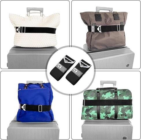 2-in-1 Travel Belt for Luggage Straps, 2PCS Adjustable Belt for Bag Luggage, Travel Belt for Luggage Over Handle, Travel Belts for Luggage with 2 One Word Luggage Belt & 4 Silica Gel Luggage Tag in Kuwait