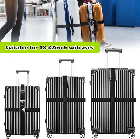 2-in-1 Travel Belt for Luggage Straps, 2PCS Adjustable Belt for Bag Luggage, Travel Belt for Luggage Over Handle, Travel Belts for Luggage with 2 One Word Luggage Belt & 4 Silica Gel Luggage Tag in Kuwait