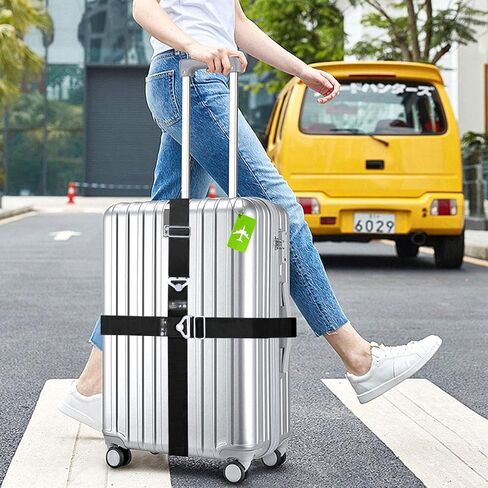 2-in-1 Travel Belt for Luggage Straps, 2PCS Adjustable Belt for Bag Luggage, Travel Belt for Luggage Over Handle, Travel Belts for Luggage with 2 One Word Luggage Belt & 4 Silica Gel Luggage Tag in Kuwait