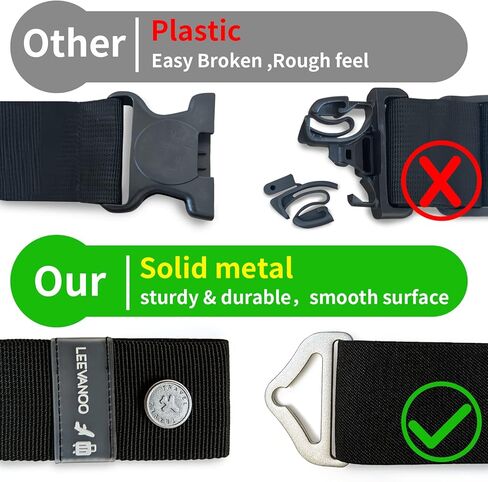 LEEVANOO 2-Pack Luggage Straps for Suitcases Travel Belt Suitcase Strap,Travel Belt for Luggage, Luggage Belt, Elastic Straps with Adjustable Alloy Buckles，Ladies Men's Travel Accessories (Black) in Kuwait