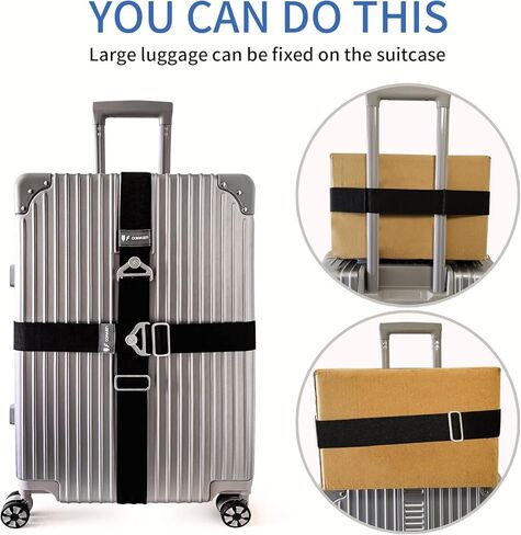 LEEVANOO 2-Pack Luggage Straps for Suitcases Travel Belt Suitcase Strap,Travel Belt for Luggage, Luggage Belt, Elastic Straps with Adjustable Alloy Buckles，Ladies Men's Travel Accessories (Black) in Kuwait