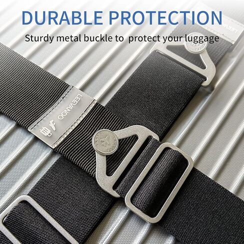 LEEVANOO 2-Pack Luggage Straps for Suitcases Travel Belt Suitcase Strap,Travel Belt for Luggage, Luggage Belt, Elastic Straps with Adjustable Alloy Buckles，Ladies Men's Travel Accessories (Black) in Kuwait