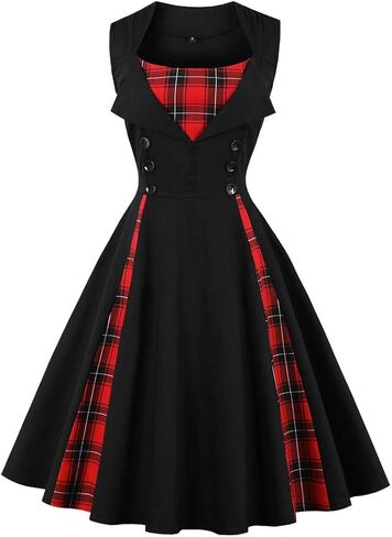 KILLREAL Women's Polka Dot Retro Vintage Style Cocktail Party Swing Dress in Kuwait