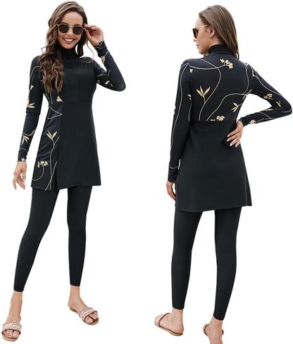 ملابس سباحة نسائية متواضعة من FYMNSI لباس سباحة إسلامي كامل الجسم بوركيني عربي إسلامي من قطعتين بدلة سباحة ملابس سباحة واقية من الطفح الجلدي in Kuwait