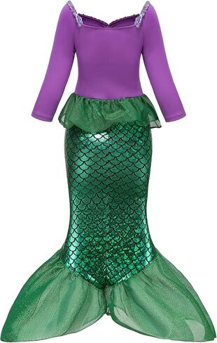 Oumbivil Little Mermaid Ariel Costume for Grils Halloween Costumes Princess Dress Cosplay with Wig,Headband,Necklace Gloves in Saudi Arabia