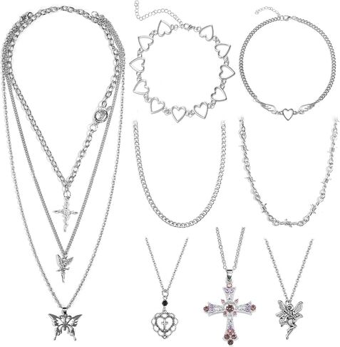 YIIISIIY Y2k مجموعة إكسسوارات المجوهرات Grrunge للنساء والفتيات in Kuwait