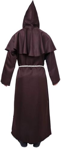 Myir JUN Monk Robe Medieval Friar Monk Priest Hooded Robe Cloak Halloween Tunic Hooded Uniform Monk Costume Cosplay Costume in Kuwait