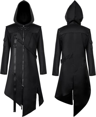 Hicarer Mens Steampunk Vintage Tailcoat Halloween Gothic Victorian Frock Coat Medieval Renaissance Costume for Men in Saudi Arabia