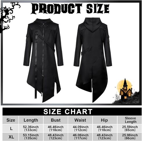 Hicarer Mens Steampunk Vintage Tailcoat Halloween Gothic Victorian Frock Coat Medieval Renaissance Costume for Men in Saudi Arabia