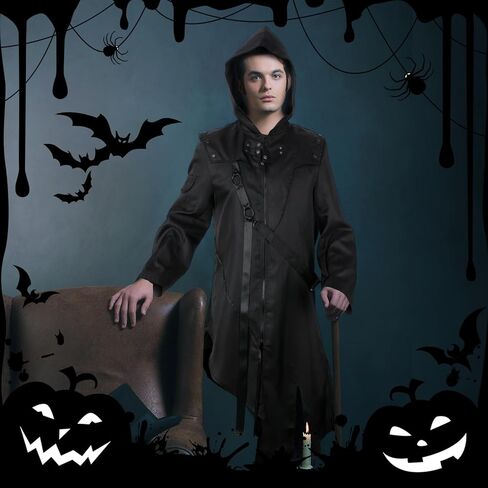 Hicarer Mens Steampunk Vintage Tailcoat Halloween Gothic Victorian Frock Coat Medieval Renaissance Costume for Men in Saudi Arabia