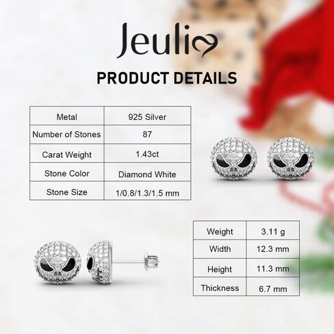 Jeulia Nightmare الأقراط جاك Skellington أقراط للنساء الرجال الماس 925 الفضة الاسترليني الشرير قطرة الهيكل العظمي القوطي تتدلى هوب الأسود ثقب الأقراط هالوين مجوهرات رومانسية المجوهرات هدية لها عيد ميلاد هدية عيد ميلاد in Saudi Arabia